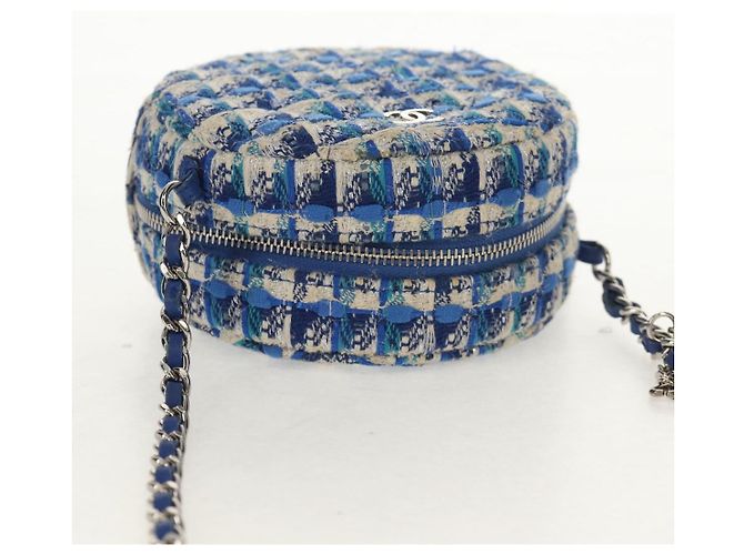 Borsa a Spalla CHANEL con Catena Tweed Blu Argento CC Auth bs30994SAV - vista 6