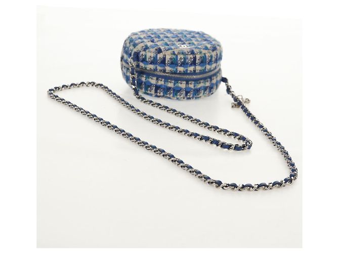 Borsa a Spalla CHANEL con Catena Tweed Blu Argento CC Auth bs30994SAV - vista 7