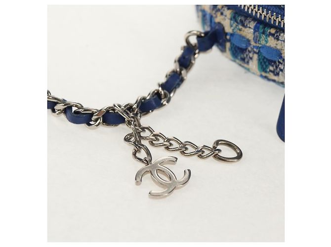 Borsa a Spalla CHANEL con Catena Tweed Blu Argento CC Auth bs30994SAV - vista 8