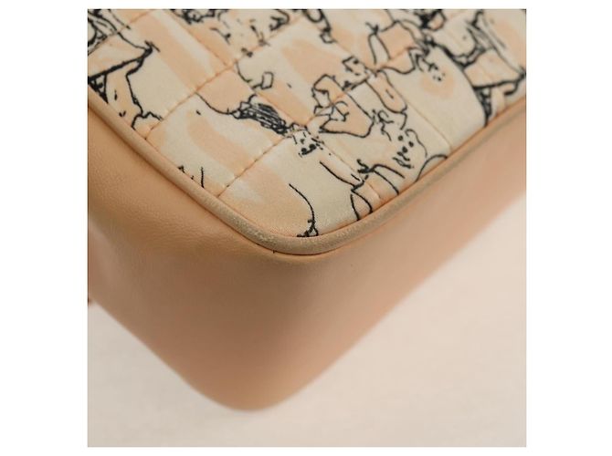 CHANEL Borsa a Catena Choco Bar Line Pelle Cotone Beige Oro CC Auth 152448V D'oro - vista 18