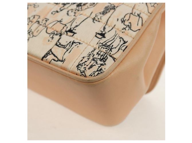 CHANEL Borsa a Catena Choco Bar Line Pelle Cotone Beige Oro CC Auth 152448V D'oro - vista 19