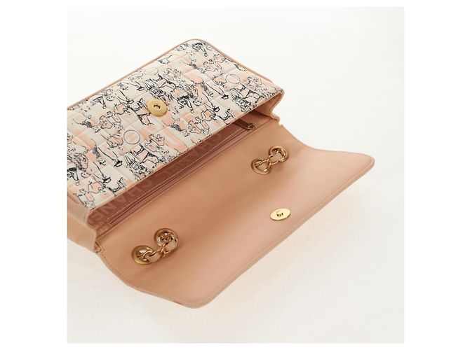 CHANEL Borsa a Catena Choco Bar Line Pelle Cotone Beige Oro CC Auth 152448V D'oro - vista 20