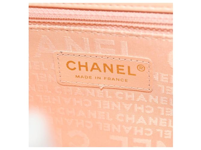 CHANEL Borsa a Catena Choco Bar Line Pelle Cotone Beige Oro CC Auth 152448V D'oro - vista 22
