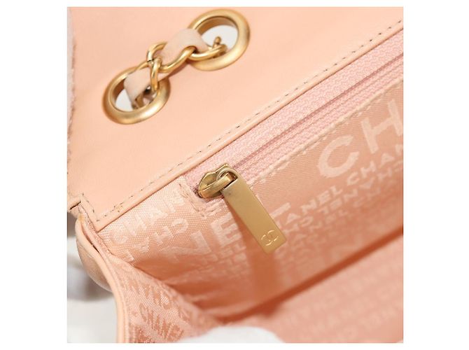 CHANEL Borsa a Catena Choco Bar Line Pelle Cotone Beige Oro CC Auth 152448V D'oro - vista 25