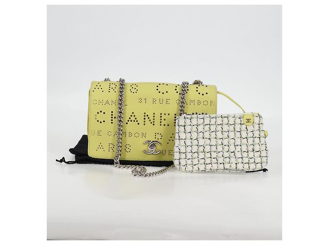 Borsa a Spalla a Catena CHANEL Pelle 2 in 1 Gialla CC Auth 130486SM Giallo - vista 12