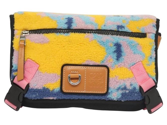 LOEWE Borsa Messenger Anagram Piccola in Lana Nera Argento Auth 132972SAM Nero - vista 13