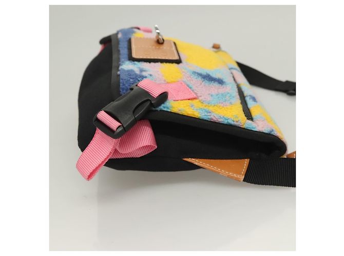 LOEWE Borsa Messenger Anagram Piccola in Lana Nera Argento Auth 132972SAM Nero - vista 3