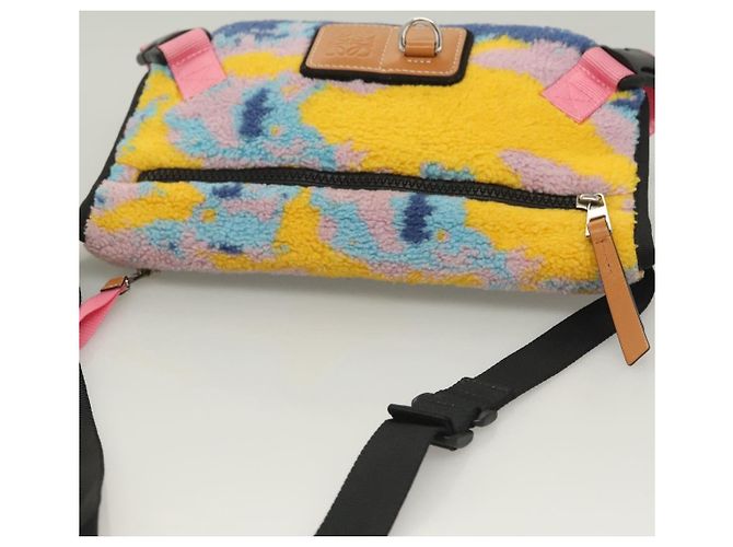LOEWE Borsa Messenger Anagram Piccola in Lana Nera Argento Auth 132972SAM Nero - vista 6
