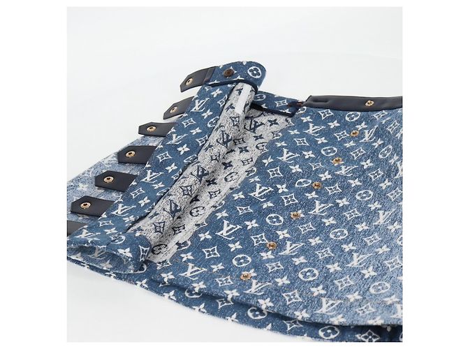 Falda A de denim Monogram Jaguar LOUIS VUITTON 34 Azul 1A9NK9 Auth LV 133644SAM - vista 12