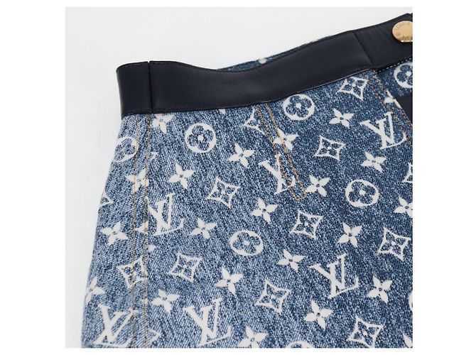 Falda A de denim Monogram Jaguar LOUIS VUITTON 34 Azul 1A9NK9 Auth LV 133644SAM - vista 2