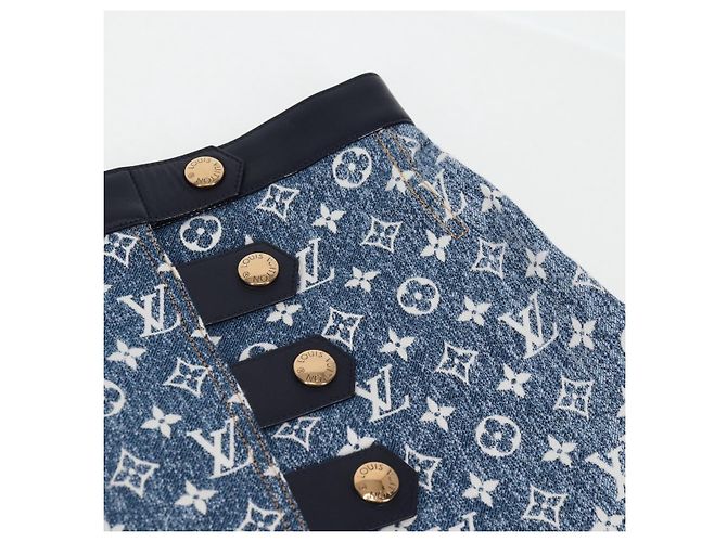 Falda A de denim Monogram Jaguar LOUIS VUITTON 34 Azul 1A9NK9 Auth LV 133644SAM - vista 3