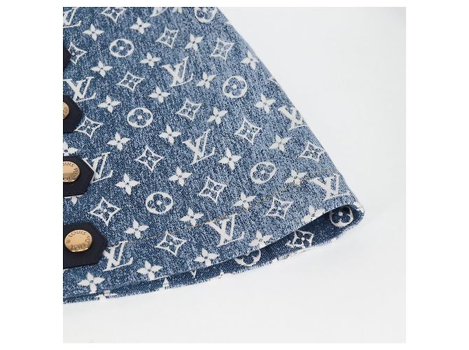 Falda A de denim Monogram Jaguar LOUIS VUITTON 34 Azul 1A9NK9 Auth LV 133644SAM - vista 5