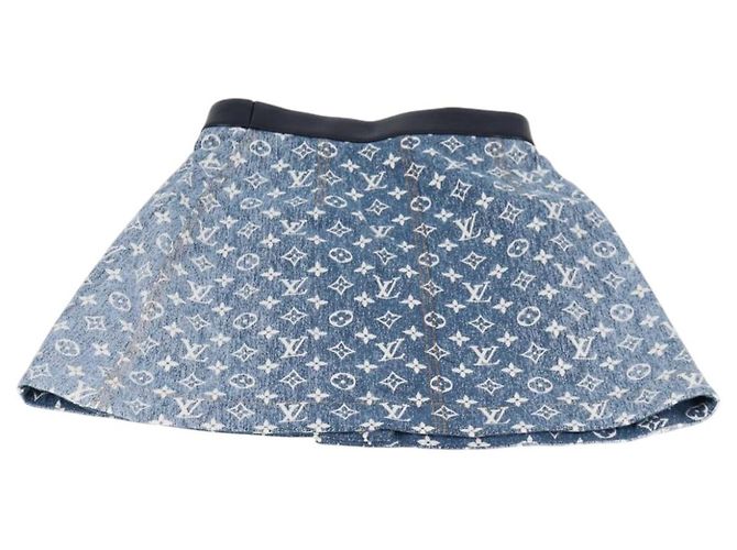 Falda A de denim Monogram Jaguar LOUIS VUITTON 34 Azul 1A9NK9 Auth LV 133644SAM - vista 7
