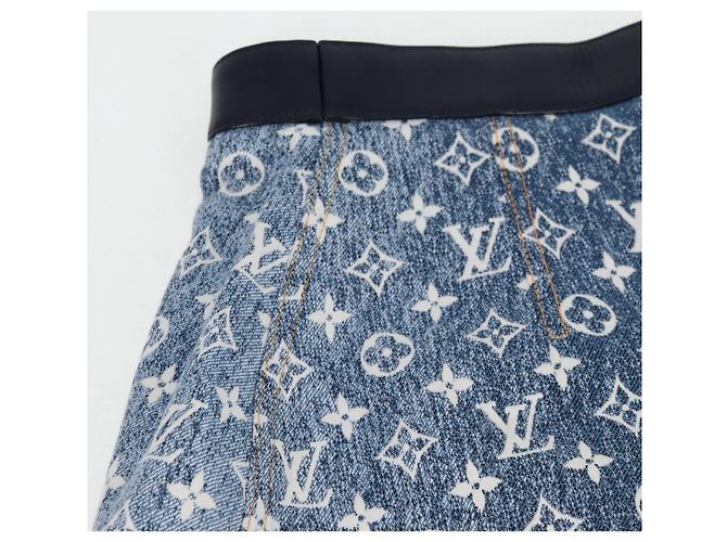 Falda A de denim Monogram Jaguar LOUIS VUITTON 34 Azul 1A9NK9 Auth LV 133644SAM - vista 8