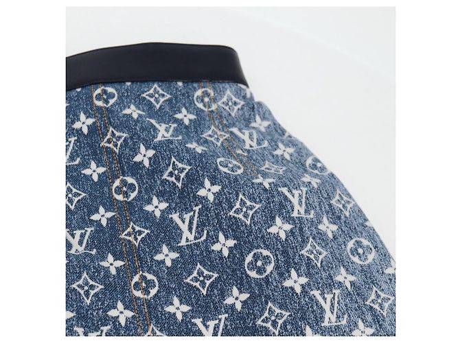 Falda A de denim Monogram Jaguar LOUIS VUITTON 34 Azul 1A9NK9 Auth LV 133644SAM - vista 9