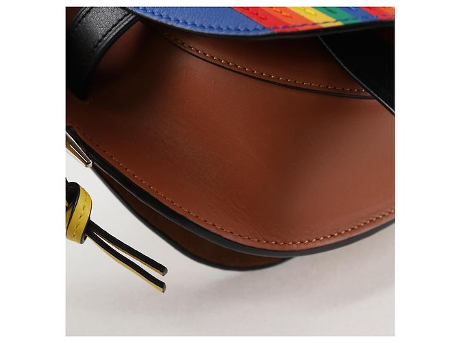 LOEWE Borsa a Spalla Anagram Rainbow Gate in Pelle Marrone Auth 134968SAM - vista 15