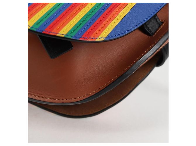 LOEWE Borsa a Spalla Anagram Rainbow Gate in Pelle Marrone Auth 134968SAM - vista 16
