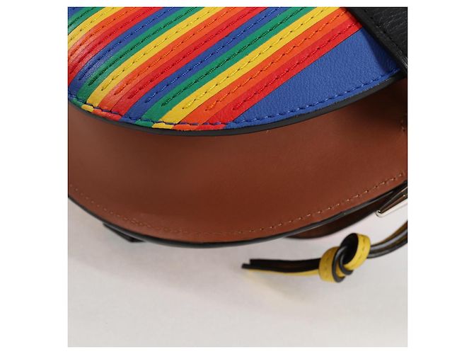 LOEWE Borsa a Spalla Anagram Rainbow Gate in Pelle Marrone Auth 134968SAM - vista 18