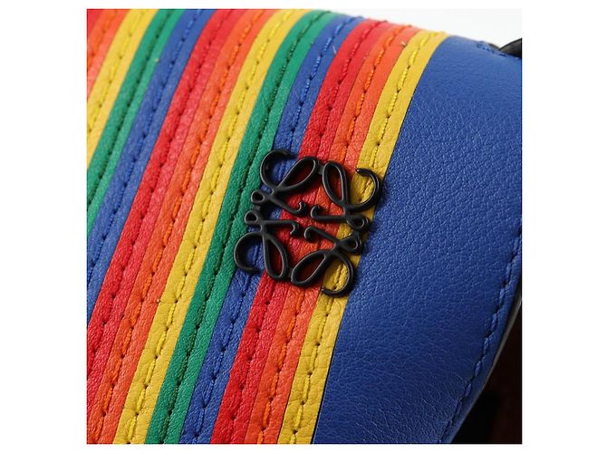 LOEWE Borsa a Spalla Anagram Rainbow Gate in Pelle Marrone Auth 134968SAM - vista 19