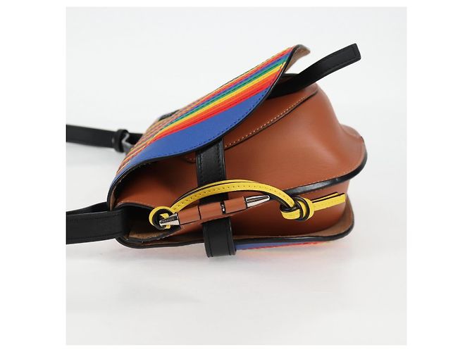 LOEWE Borsa a Spalla Anagram Rainbow Gate in Pelle Marrone Auth 134968SAM - vista 3