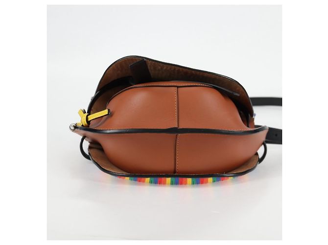 LOEWE Borsa a Spalla Anagram Rainbow Gate in Pelle Marrone Auth 134968SAM - vista 5
