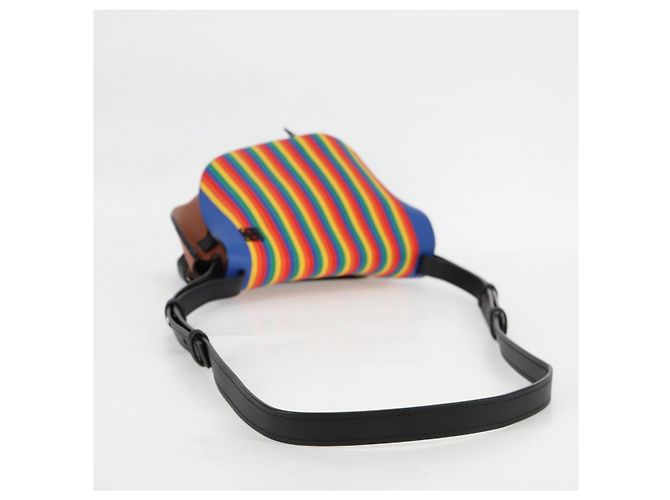 LOEWE Borsa a Spalla Anagram Rainbow Gate in Pelle Marrone Auth 134968SAM - vista 7