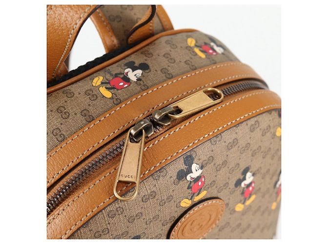 Mochila Gucci Micro GG Supreme Colaboración Disney PVC 552884 Auth 134962SM Beige Dorado - vista 19