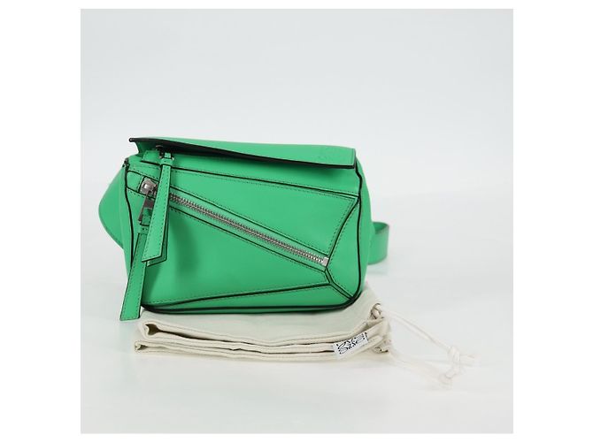 LOEWE Borsa a corpo Anagram Puzzle in pelle verde argento Auth 133192SAM - vista 12