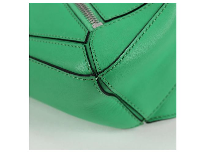 LOEWE Borsa a corpo Anagram Puzzle in pelle verde argento Auth 133192SAM - vista 16