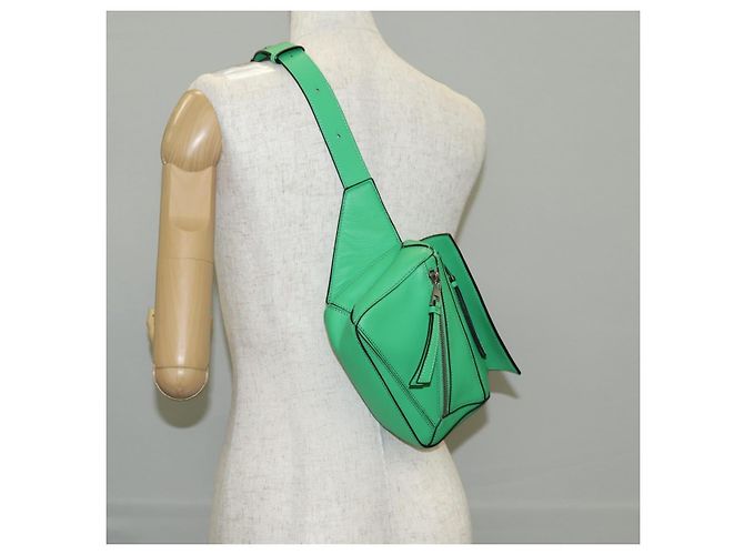 LOEWE Borsa a corpo Anagram Puzzle in pelle verde argento Auth 133192SAM - vista 24