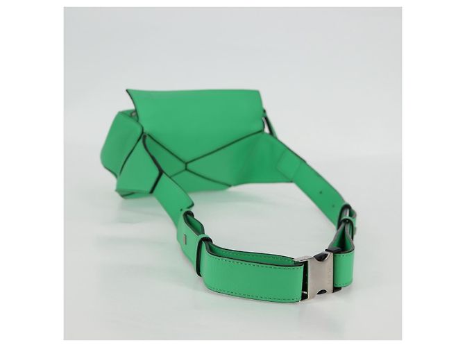 LOEWE Borsa a corpo Anagram Puzzle in pelle verde argento Auth 133192SAM - vista 7