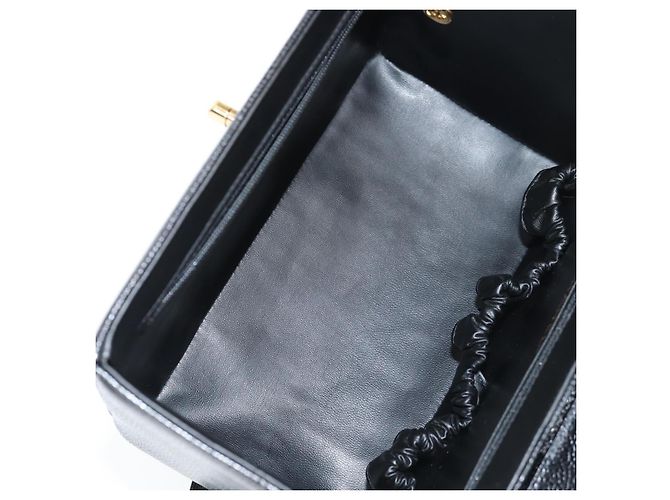 CHANEL Vanity Borsa a Mano Pelle Caviar 2way Nero Oro CC Auth 138563V D'oro - vista 10