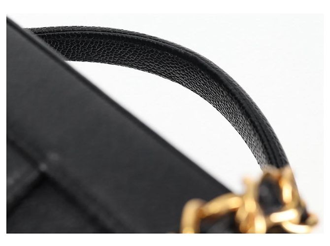 CHANEL Vanity Borsa a Mano Pelle Caviar 2way Nero Oro CC Auth 138563V D'oro - vista 14