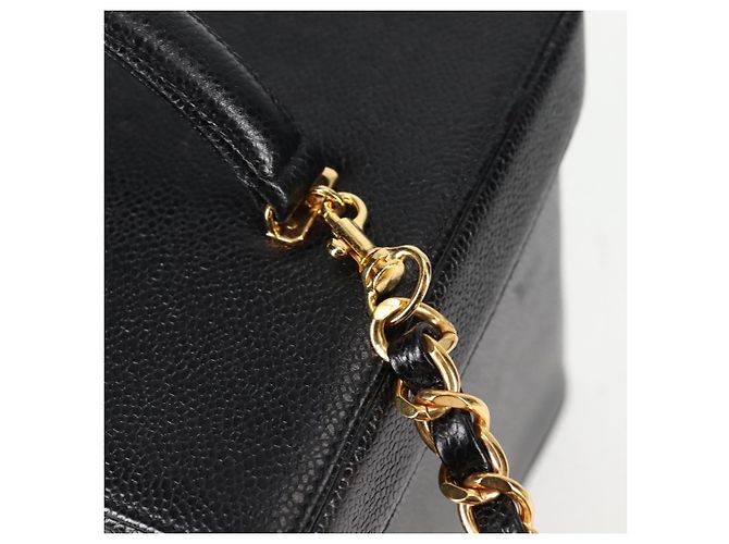 CHANEL Vanity Borsa a Mano Pelle Caviar 2way Nero Oro CC Auth 138563V D'oro - vista 19