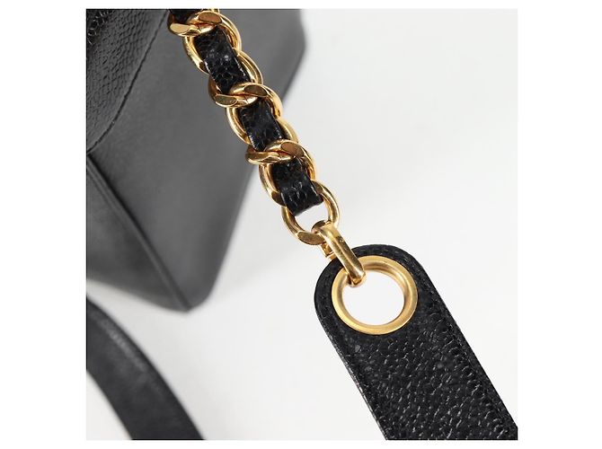 CHANEL Vanity Borsa a Mano Pelle Caviar 2way Nero Oro CC Auth 138563V D'oro - vista 20