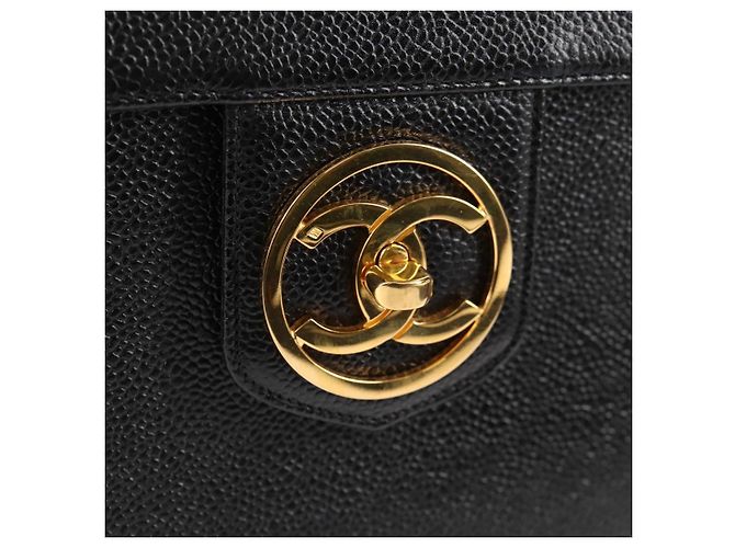 CHANEL Vanity Borsa a Mano Pelle Caviar 2way Nero Oro CC Auth 138563V D'oro - vista 21