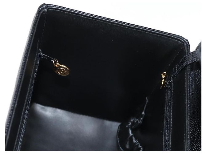 CHANEL Vanity Borsa a Mano Pelle Caviar 2way Nero Oro CC Auth 138563V D'oro - vista 24