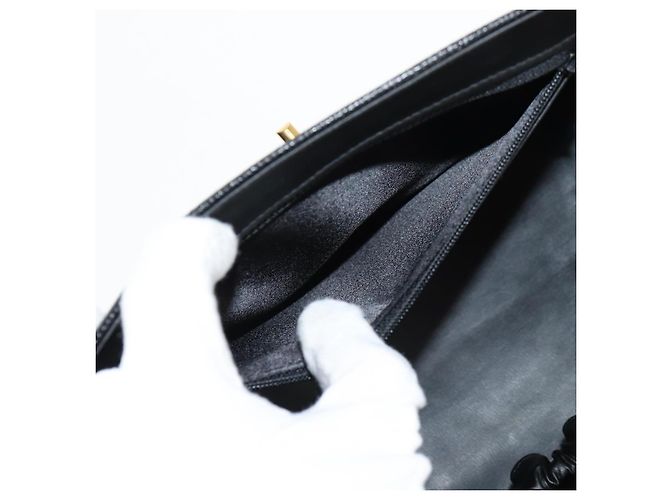 CHANEL Vanity Borsa a Mano Pelle Caviar 2way Nero Oro CC Auth 138563V D'oro - vista 26