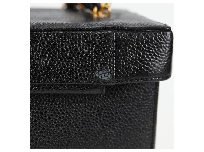 CHANEL Vanity Borsa a Mano Pelle Caviar 2way Nero Oro CC Auth 138563V D'oro - vista 3