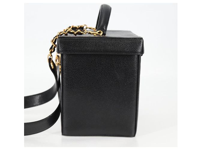 CHANEL Vanity Borsa a Mano Pelle Caviar 2way Nero Oro CC Auth 138563V D'oro - vista 4