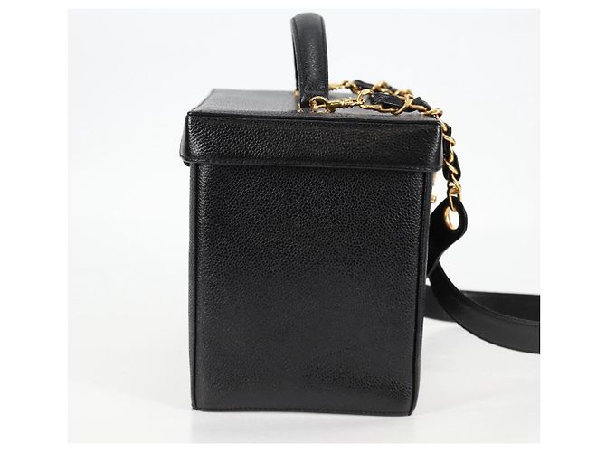 CHANEL Vanity Borsa a Mano Pelle Caviar 2way Nero Oro CC Auth 138563V D'oro - vista 5