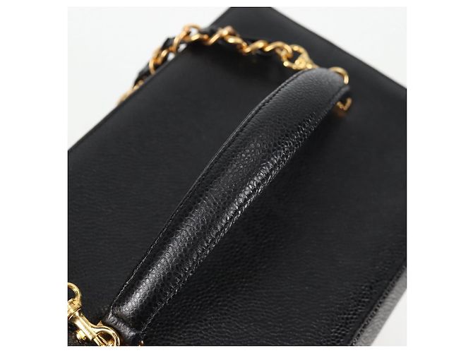 CHANEL Vanity Borsa a Mano Pelle Caviar 2way Nero Oro CC Auth 138563V D'oro - vista 8