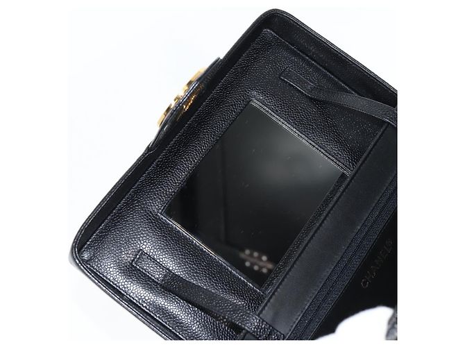 CHANEL Vanity Borsa a Mano Pelle Caviar 2way Nero Oro CC Auth 138563V D'oro - vista 9