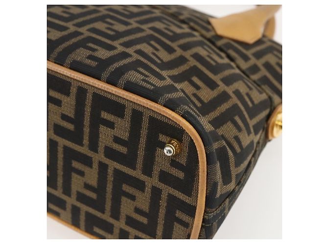 Borsa a mano in tela Zucca FENDI 2 in 1 Nero Marrone Auth 159305A - vista 17