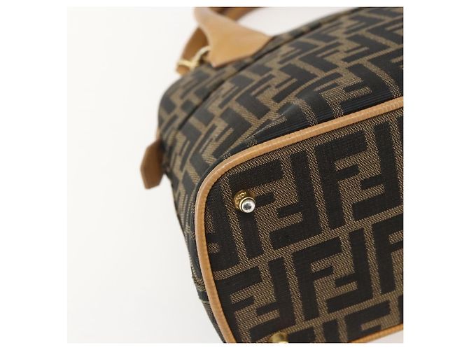 Borsa a mano in tela Zucca FENDI 2 in 1 Nero Marrone Auth 159305A - vista 18