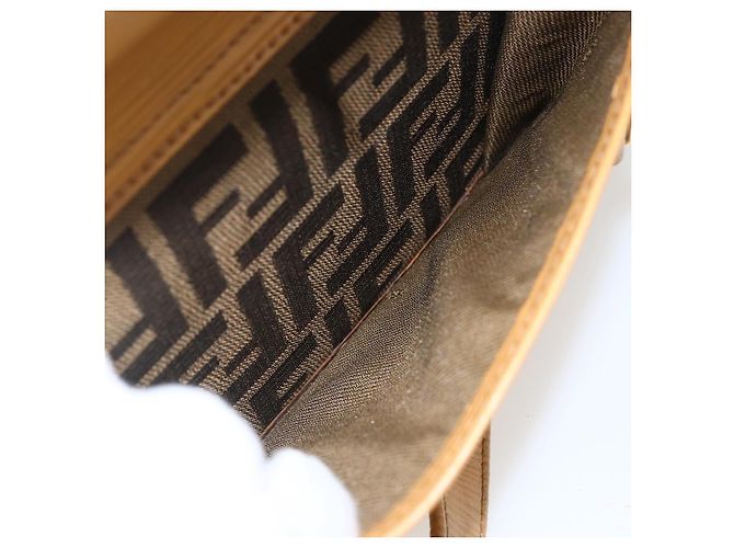 Borsa a mano in tela Zucca FENDI 2 in 1 Nero Marrone Auth 159305A - vista 24