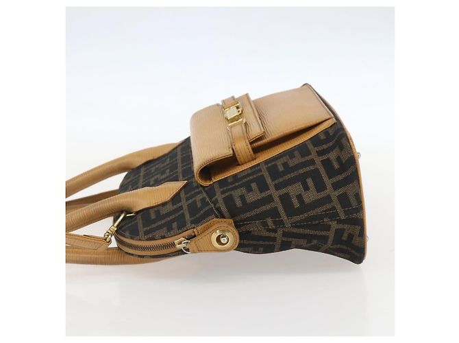 Borsa a mano in tela Zucca FENDI 2 in 1 Nero Marrone Auth 159305A - vista 3
