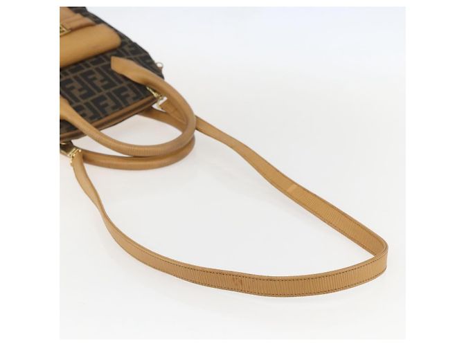 Borsa a mano in tela Zucca FENDI 2 in 1 Nero Marrone Auth 159305A - vista 9