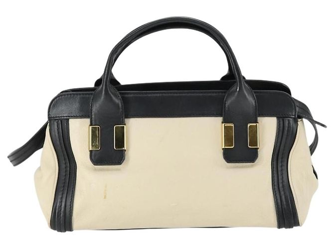 Chloé Chloe Alice Handtasche Leder 2-Wege Weiß Gold Auth 162157A Golden - Ansicht 2