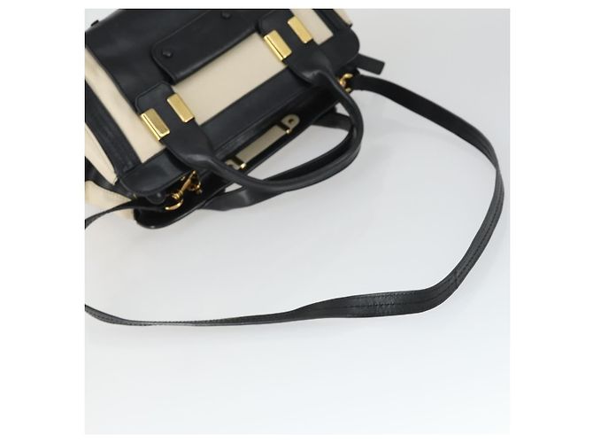 Chloé Chloe Alice Handtasche Leder 2-Wege Weiß Gold Auth 162157A Golden - Ansicht 7